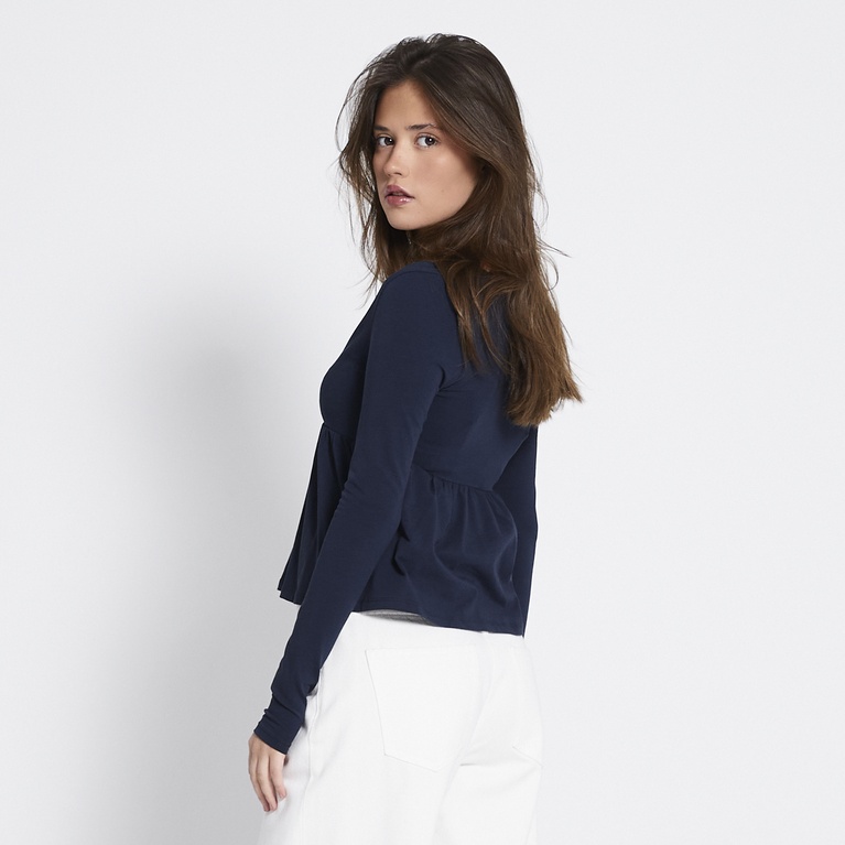 Long-sleeve v-neck top "Arielle" Dark Blue